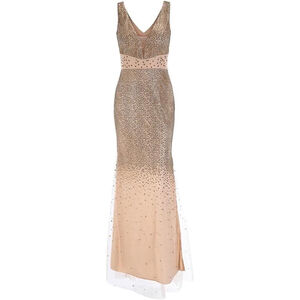 Women Sequin Prom Ball Gown Bridesmaid Sexy V Neck Long Dress with Side Slits